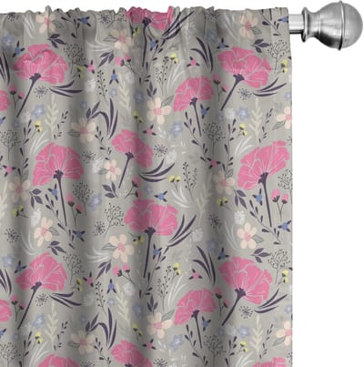 ABAKUHAUS Gordijnen – Herhalende Paardenbloem – 2x75x245 cm – Meerkleurig, Halfdonker