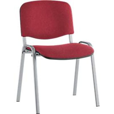 Bezoekerstoel ISO BASIC – stapelbaar - zilverkleurig aluminium onderstel - bordeaux