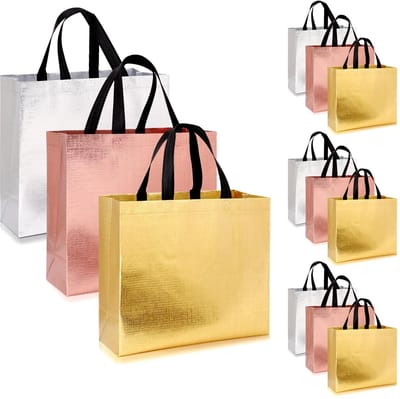 Dailygoody - Grote geschenkzakjes - Herbruikbare luxe feesttassen - Zilver-roségoud - Cadeautas voor vrouwen - Perfect voor verjaardagen en bruiloften