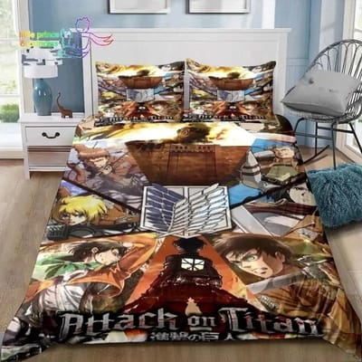 Anime Attack on Titan 3D Print Beddengoed Set Eenpersoons Twin Volledig Queen King Size Bed Set Volwassene Kind Slaapkamer Beddengoed Cadeau AU Queen 210x210cm