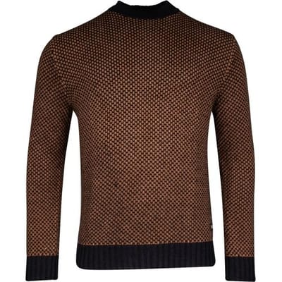 Baileys Trui Turtle Neck Allover Two Color Pattern Bruin / male