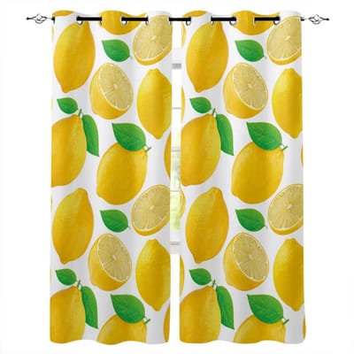 Kleine Verse Zomerstijl Citroen Fruit Luxe Huis Gordijnen Moderne Huisbenodigdheden Woonkamer Slaapkamer Maatwerk Gordijnen 135W x 60H(cm)