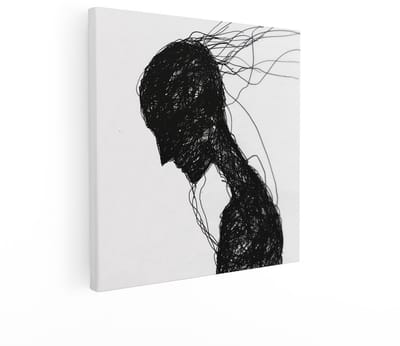 Artaza Canvas Schilderij Vrouw - 40x40 cm - Wanddecoratie Abstract Zwart Wit - Muurdecoratie Modern - Schilderijen Op Canvas
