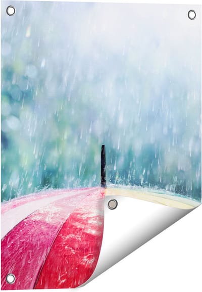 Gards Tuinposter Regenboog Paraplu met Regen - 40x50 cm - Tuindoek - Tuindecoratie - Wanddecoratie buiten - Tuinschilderij
