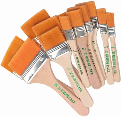 Set van 12 Olieverfkwasten en Acrylpenselen met Houten Handgrepen voor Schilderprojecten en Creatieve Kunstwerken
