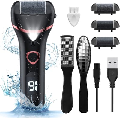 Elektrische eeltverwijderaar voor voeten - oplaadbare, draagbare elektronische voetvijl - pedicuresets - waterdichte voetscrubber - professionele pedicure-instrumenten - voetverzorging voor dode huidcellen - ideaal cadeau - 3 rollers