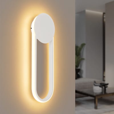 NETTLIFE Wandlamp LED - wit - 12W - Trappenhuislamp - Modern Hal lamp - 3000K Warm wit Licht - Minimalistische Wandverlichting - voor Slaapkamer | Woonkamer | Hal | Trappenhuis | Keuken - L 41.5cm