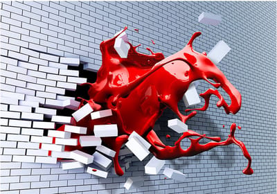 Fotobehangkoning - Behang - Vliesbehang - Fotobehang 3D Verf door de Gebroken Muur - Scarlet inspiration - 400 x 280 cm