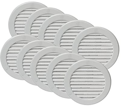 Ø100 mm Ronde Ventilatieafdekking - 10 Stuks met Insectenbescherming voor Badkamer