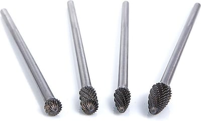 HBM 4-delige Double Cut Vol HM Stiftfrezenset Lang voor Aluminium, Metaal en Staal