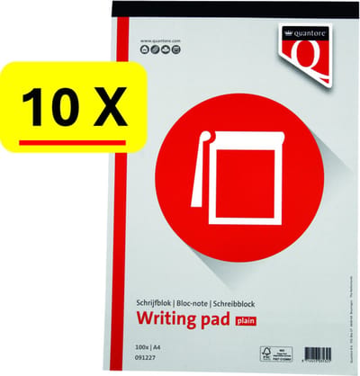 10 x Schrijfblok Quantore - A4 - blanco - 100vel - 60gr - voordeelset