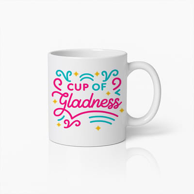 Cup of Gladness Mok 330ml – Kleurrijke Positieve Quote Beker – Opbeurend Cadeau voor Vrienden, Familie & Collega’s