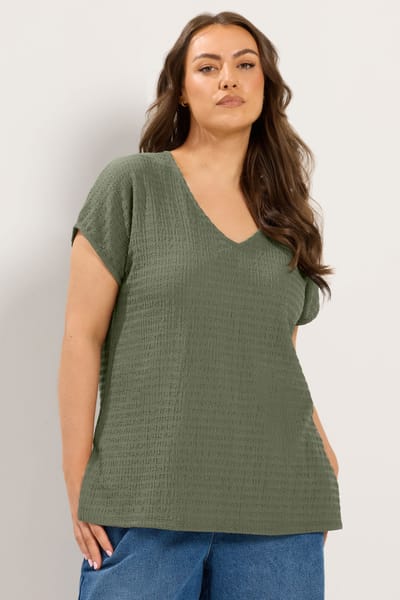 Yours Kakigroene Tshirtset Met Structuur Size 42