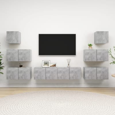 vidaXL - 8-delige - Tv-meubelset - bewerkt - hout - betongrijs