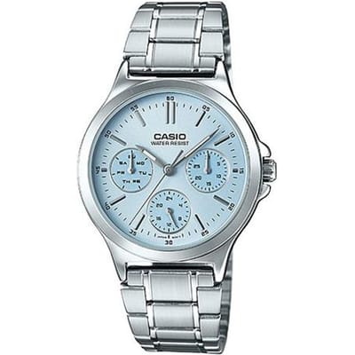 Casio STANDAARD Serie Business Casual Mode Klassiek Wijzerplaat Drie Ogen Zes Wijzers Romeinse Schaal Waterdicht Kwarts Uurwerk Roestvrij Staal LTP-V300D-2A blauw
