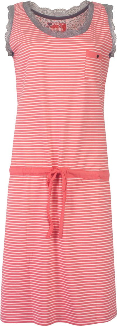 Irresistible Dames Nachthemd - Wit Gestreept - Roze - Maat S