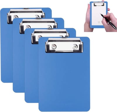Mini Klembord 10x15 cm met Penhouder - Set Kunststof Klemborden voor Notities en Kwitanties - Dikke PP-plaat, Ronde Hoeken, 3 stuks