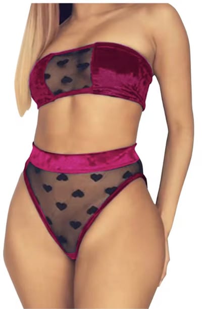 Paarsroze Lingerie - Sexy lingerie - setje - Small - Sexy Kanten Vrouwen Ondergoed - Met dots - Sexy Kant-en Vrouwen Onder-goed - Ondergoed - CHPN