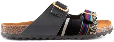 Inkkas vegan dames sandalen Blackbird Buckle – zwarte Buckle sandalen met Peruaanse band – lichte comfortabele zomersandalen voor vakantie en vrije tijd