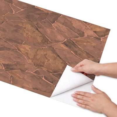 Coloray Meubel Wrap Folie - Bruin Meubelfolie - 50x100 cm - Decoratiefolie Zelfklevend Mozaïek van steen - Meubelfolie Zelfklevend - Industrieel / Loft Meubelfolie - Wrapfolie Keuken - Wanddecoratie - Texturen