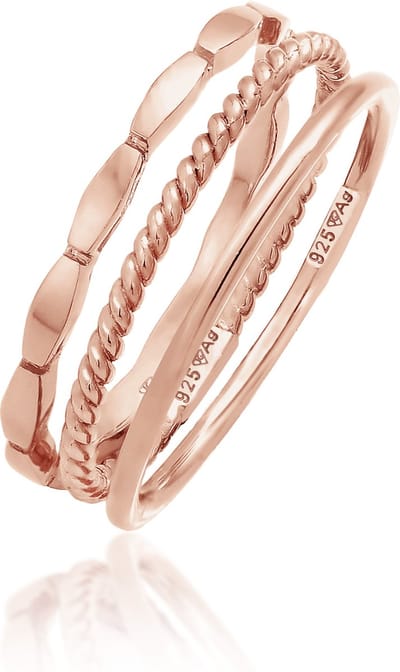 Elli - Ring - Dames Band Stapelen Trio Basis Minimaal Tijdloos Blogger in 925 Sterling Zilver - Dames