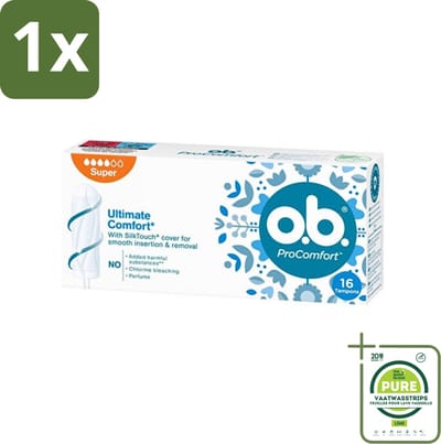 1 x o.b. Tampons - ProComfort Super - Voor Comfort en Zachte Bescherming - 16 Tampons - Tampons - Menstruatiebescherming - Comfort - Zachte Bescherming - Plantaardige Kern