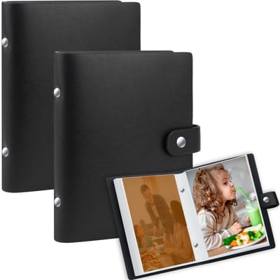 Dailygoods- Fotoalbum met Leren Kaft - Set van 2 - Mini Fotoalbum 10x15 cm - 52 Foto's - Compact - Duurzaam Ontwerp