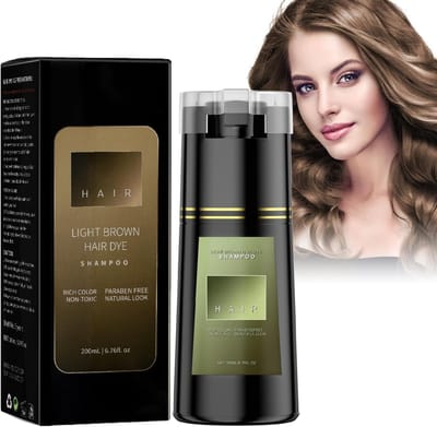 Lichtbruine Haarkleur Shampoo voor Grijs Haar, Botanische Formule, Directe Haarkleuring, Geschikt voor Mannen en Vrouwen, Zonder Bleekmiddel en Schade aan het Haar
