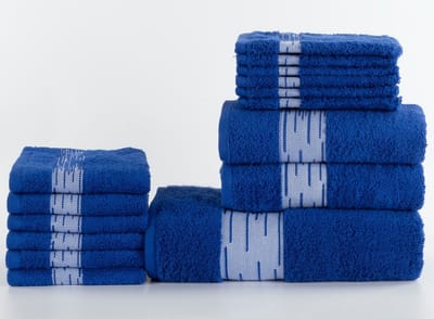 Homéé 15 delige baddoekenset Essentials 1 badlaken 2 handdoeken 6 gastendoekjes 6 washandjes royal blauw 100% katoen 550g. m²