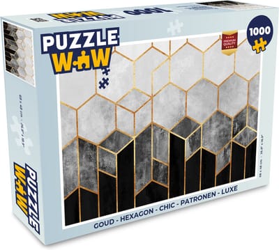 Puzzel Goud - Hexagon - Chic - Patronen - Luxe - Legpuzzel - Puzzel 1000 stukjes volwassenen