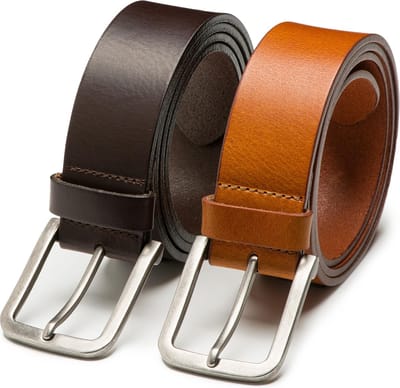 DTCH.FIT Herenriem Leer Mason - Riem Cognac & Donkerbruin - Jeans Broekriem - Riemmaat 85cm - Totale lengte 100cm - 2 Stuks
