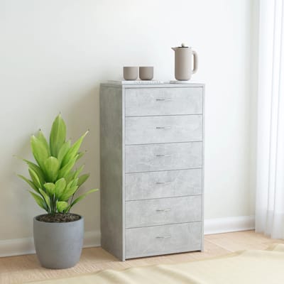 vidaXL - Dressoir - met - 6 - lades - 50x34x96 - cm - bewerkt - hout - betongrijs