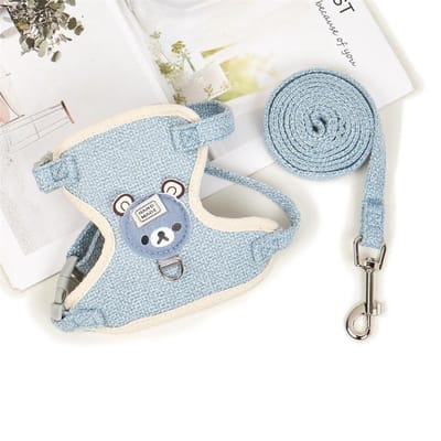 Schattige hondenriem, kleine huisdierkat, hondenhalsband, borstriem, hondentouw, puppyriem, klein huisdierharnas, huisdierbenodigdheden M blauw