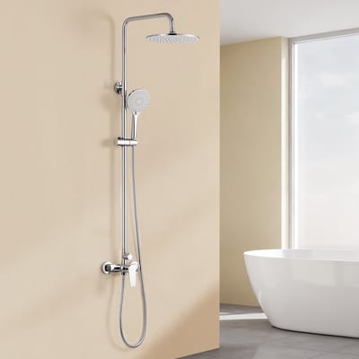 Auralum Max Doucheset Chroom - 10 Inch Ronde Regenkop - 4-Functie Handdouche - Verstelbare Stang (1240 mm)