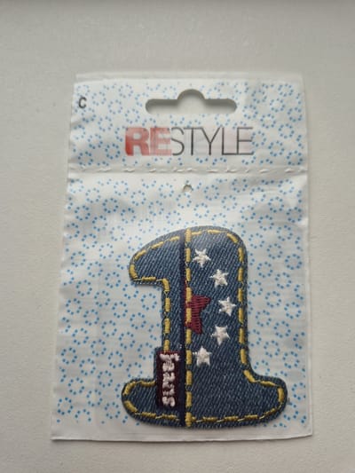 Restyle strijkapplicatie 'Nummer 1 in Jeanslook'