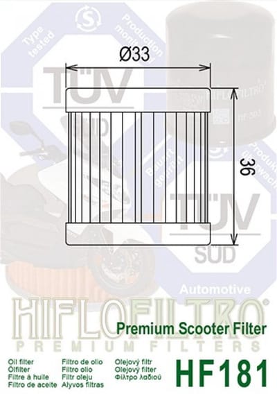 Filtre à huile Hiflofiltro pour Scooter Piaggio 125 Vespa ET4 1996 à 1999 Neuf