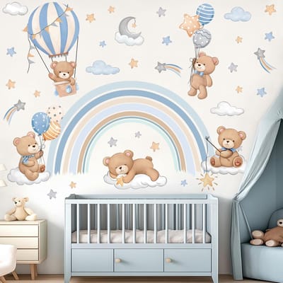 Allecto - Muurtattoo - Regenboog Dieren - Slaapkamer Decoratie - Meerkleurig - Muurstickers - Voor Babykamer - Kindvriendelijk