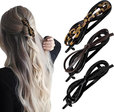 Leren Haarspelden Set van 3 voor Dikke Haar, Perfecte Haaraccessoires voor Vrouwen en Meisjes