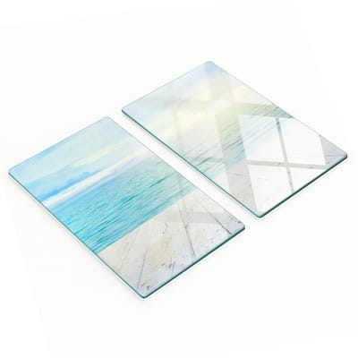 Set van snijplanken van gehard glas met zeemotief, 2x30x52 cm