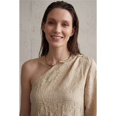 Off-Shoulder Geperforeerde Katoenen Poplin Blouse