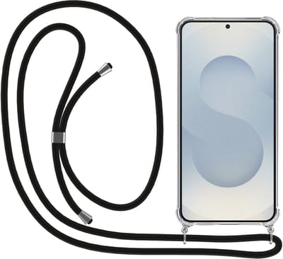 Smartphonica Telefoonhoesje Geschikt voor Samsung Galaxy S25 Plus met Koord en Stootrand - TPU Backcover Shockproof met Lanyard - Transparant geschikt voor Samsung Galaxy S25 Plus