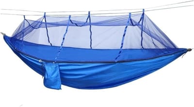 Nylon Hangmat - Parachute Hangmat - Buiten Ontspannen - Met Klamboe - Lichtgewicht - Blauw