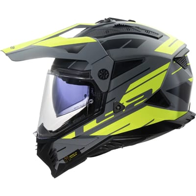 LS2 MX702 Pioneer II Namib Mat Grijs Fluo Geel Adventure Helm - Maat S - Helm