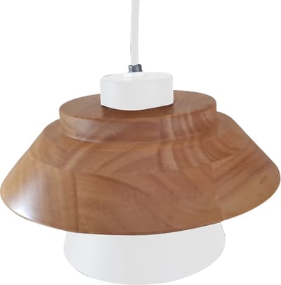 Hanglamp Wit met hout en witte binnenkant - Scaldare Catania