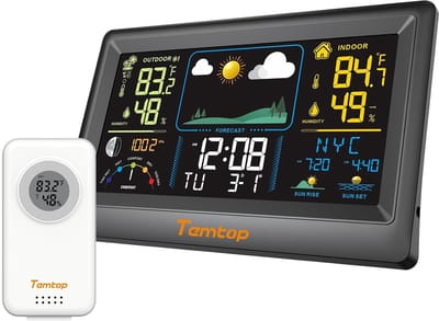 Weerstation Draasloos Binnen/Buiten - Weerstation - Met Buiten Sensor - Weersvoorspelling en Temperatuurweergave - Alarmklok en Kalender - Voor Thuis en Op Kantoor