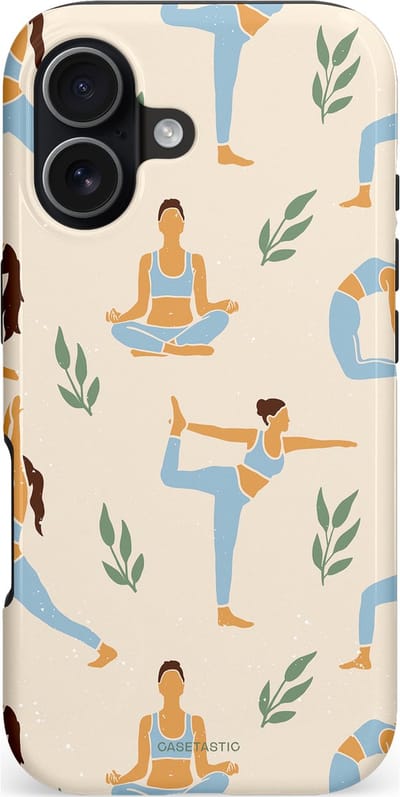 Casetastic hoesje geschikt voor Apple iPhone 17 - MagSafe - Dubbellaagse bescherming - Yoga zen - Fashion Case - Crème Lichtgrijs Lichtblauw