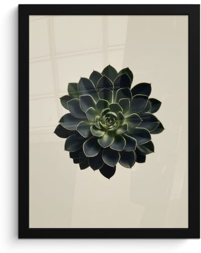 Poster in lijst - Fotolijst 30x40 cm - Posters - Rozet - Cirkelvormig - Donkergroen - Posterlijst zwart - Decoratie - Wanddecoratie woonkamer - Muurdecoratie slaapkamer