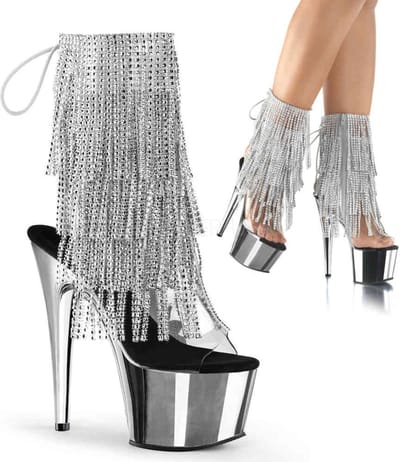 Pleaser - ADORE-1017RSF Plateau Laarzen, Paaldans schoenen - Paaldans schoenen - 42 Shoes - Zilverkleurig/Chroomkleurig