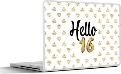 Laptop sticker - 11.6 inch - Goud - 16 jaar - Decoratie - 30x21cm - Laptopstickers - Laptop skin - Cover