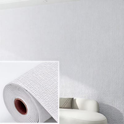 Wit zelfklevend 3D-behang van linnen foam, vochtbestendig, gemaakt van PVC-materiaal, geschikt voor woonkamers, slaapkamers, badkamers, studentenwoningen en als decoratie in huis